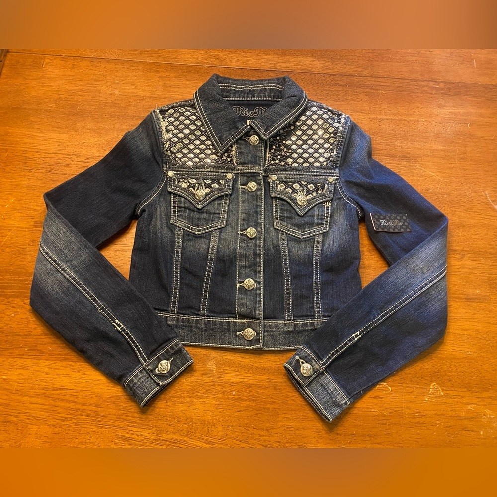 VTG Y2K Miss Me Dark Blue Cropped Denim Jacket